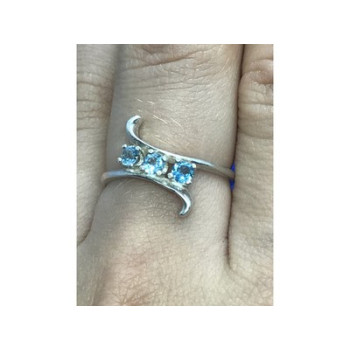 925 Sterling Silver Blue Spinel Ring Size 8