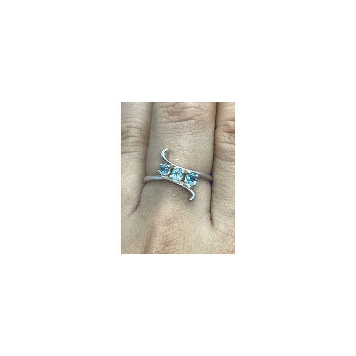 925 Sterling Silver Blue Spinel Ring Size 8