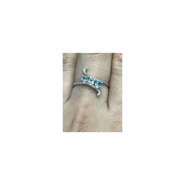 925 Sterling Silver Blue Spinel Ring Size 8