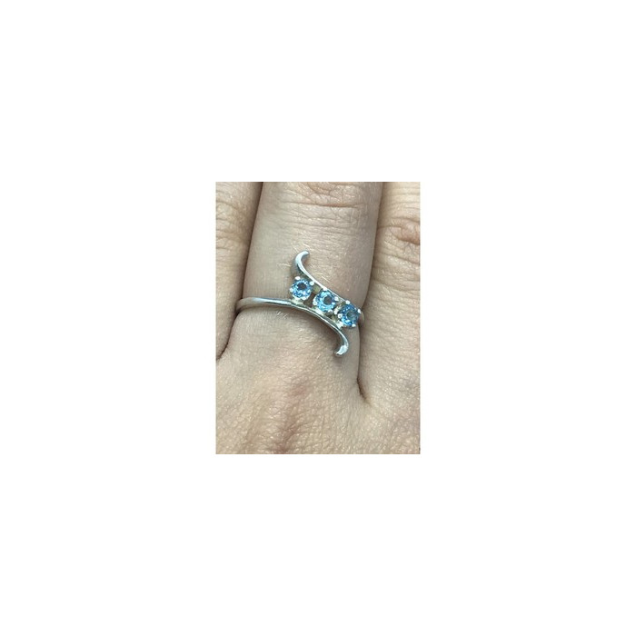 925 Sterling Silver Blue Spinel Ring Size 8