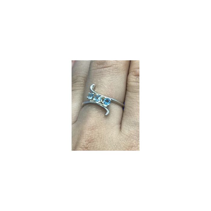 925 Sterling Silver Blue Spinel Ring Size 8