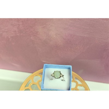 925 Sterling Silver Aventurine Ring Size 6.5