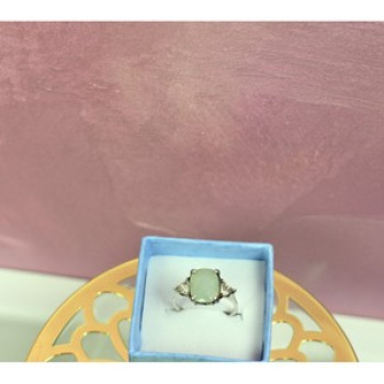 925 Sterling Silver Aventurine Ring Size 6.5