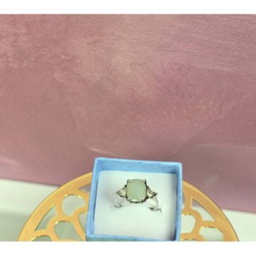 925 Sterling Silver Aventurine Ring Size 6.5