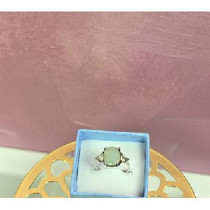 925 Sterling Silver Aventurine Ring Size 6.5