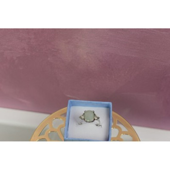 925 Sterling Silver Aventurine Ring Size 6.5