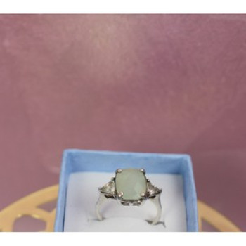 925 Sterling Silver Aventurine Ring Size 6.5