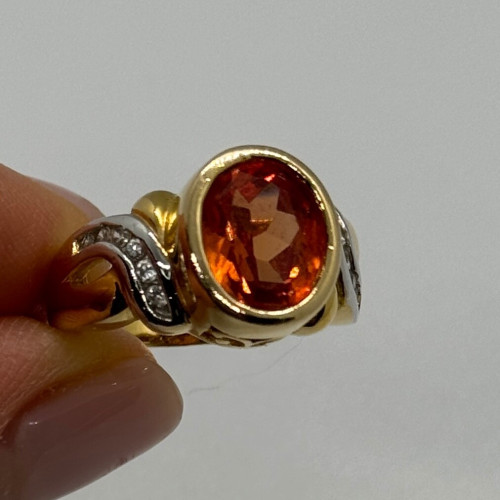 925 Sterling Silver Gold Plated CZ Ring Size 6