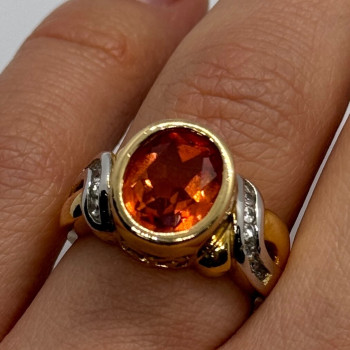 925 Sterling Silver Gold Plated CZ Ring Size 6