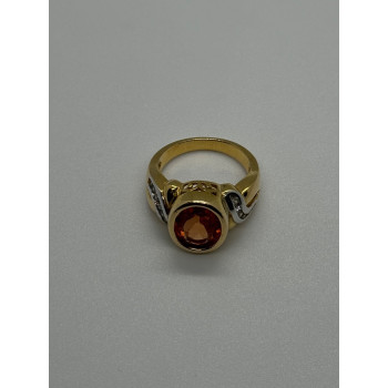 925 Sterling Silver Gold Plated CZ Ring Size 6