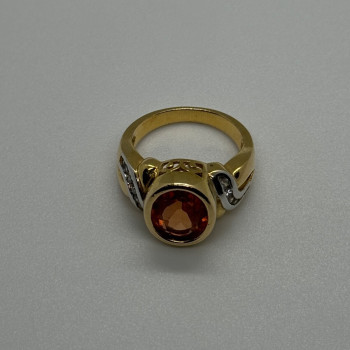 925 Sterling Silver Gold Plated CZ Ring Size 6