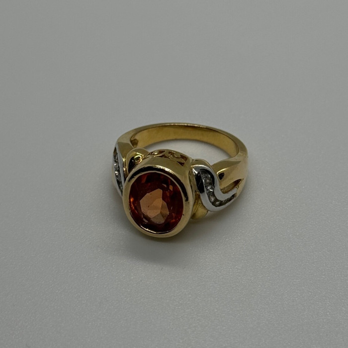 925 Sterling Silver Gold Plated CZ Ring Size 6