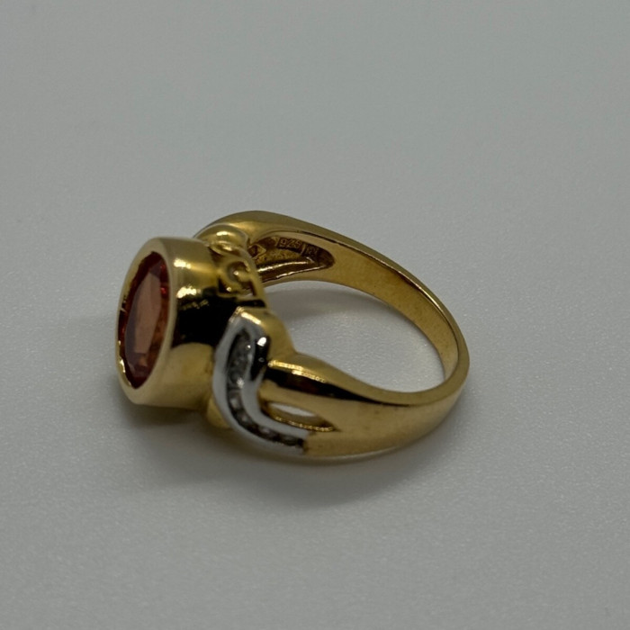 925 Sterling Silver Gold Plated CZ Ring Size 6