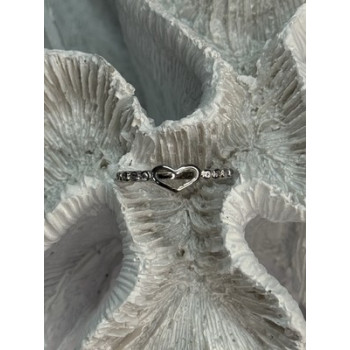 925 Sterling Silver CZ Heart Ring Size 8
