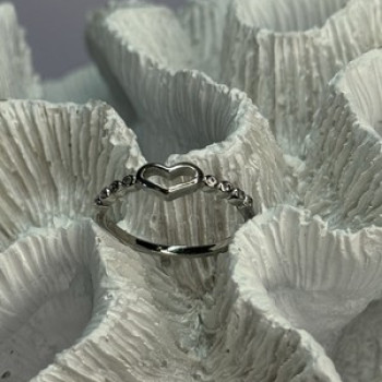 925 Sterling Silver CZ Heart Ring Size 8