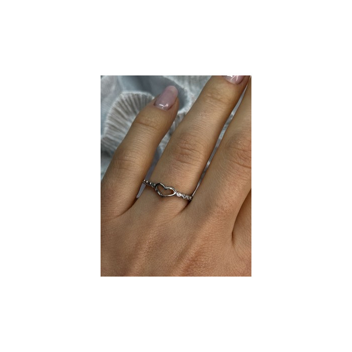 925 Sterling Silver CZ Heart Ring Size 8