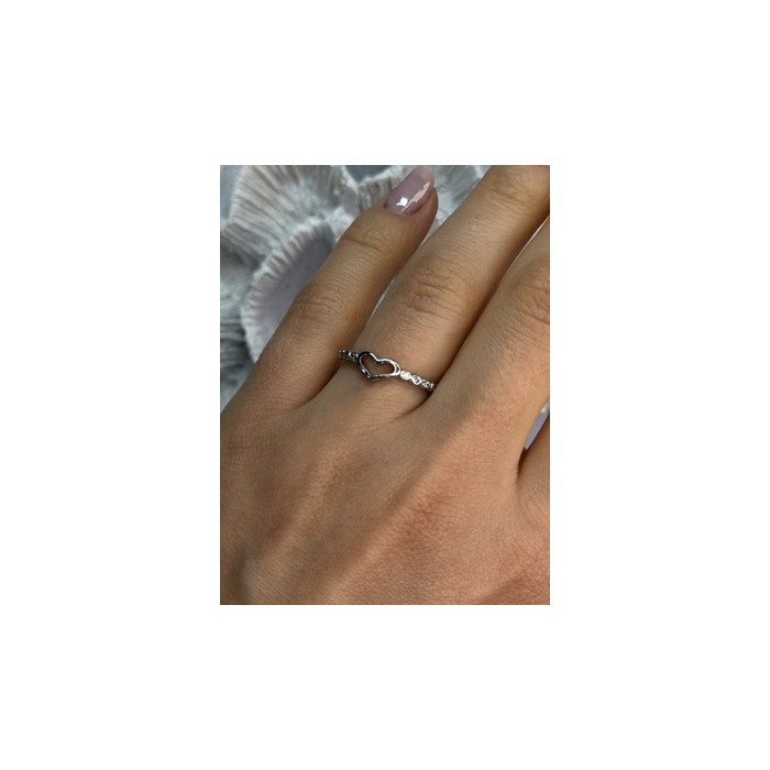 925 Sterling Silver CZ Heart Ring Size 8
