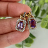 925 Sterling Silver Gold Plated Amethyst Stud Earrings