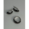 925 Sterling Silver Enamel Ring & Earrings Set Size 9