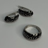 925 Sterling Silver Enamel Ring & Earrings Set Size 9