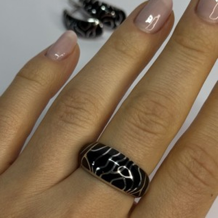 925 Sterling Silver Enamel Ring & Earrings Set Size 9