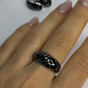 925 Sterling Silver Enamel Ring & Earrings Set Size 9