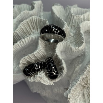 925 Sterling Silver Enamel Ring & Earrings Set Size 9