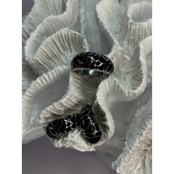 925 Sterling Silver Enamel Ring & Earrings Set Size 9