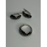 925 Sterling Silver Enamel Ring & Earrings Set Size 9