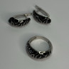 925 Sterling Silver Enamel Ring & Earrings Set Size 9