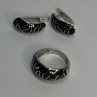 925 Sterling Silver Enamel Ring & Earrings Set Size 9