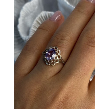 925 Sterling Silver Amethyst Ring Size 7.5