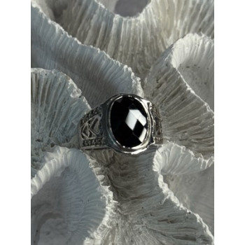 925 Sterling Silver Onyx & Beryl Ring Size 9