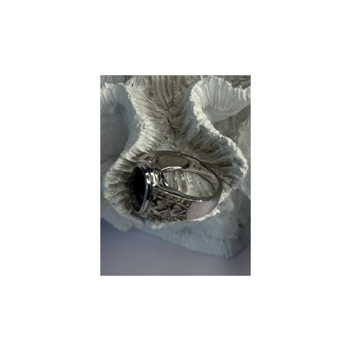 925 Sterling Silver Onyx & Beryl Ring Size 9