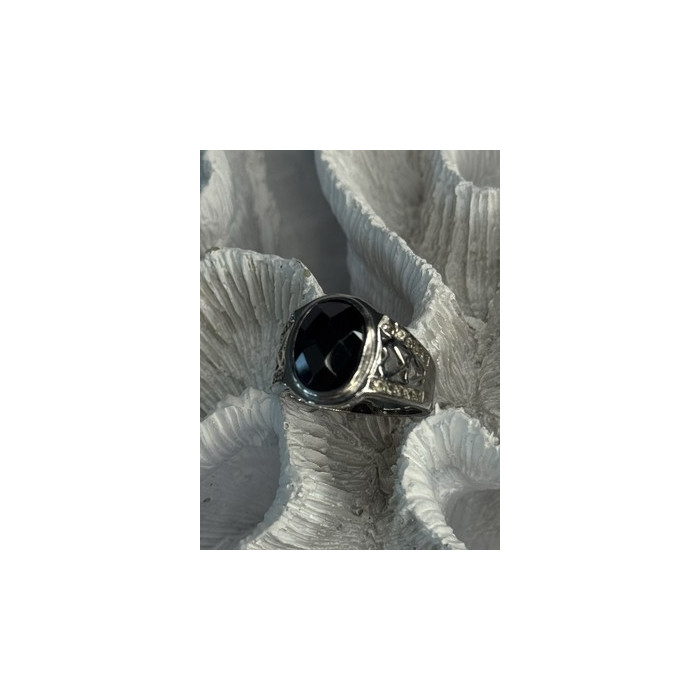925 Sterling Silver Onyx & Beryl Ring Size 9