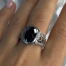 925 Sterling Silver Onyx & Beryl Ring Size 9