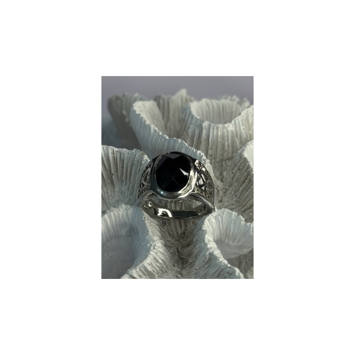 925 Sterling Silver Onyx & Beryl Ring Size 9