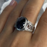 925 Sterling Silver Onyx & Beryl Ring Size 9