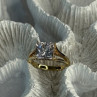 925 Sterling Silver Gold Plated Bge CZ Ring Size 7
