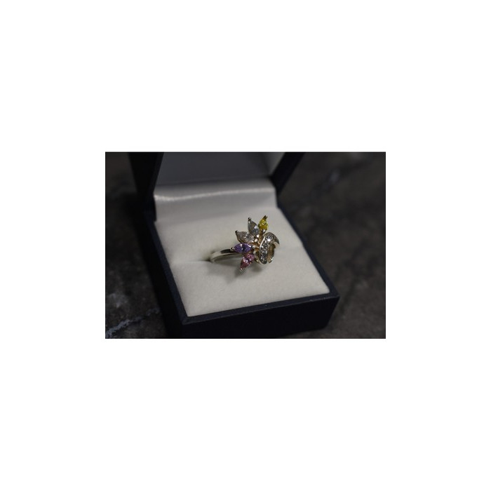 925 Sterling Silver Multicolor CZ Ring Size 9