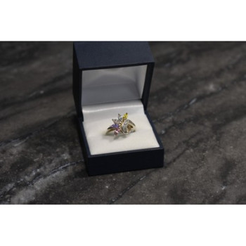 925 Sterling Silver Multicolor CZ Ring Size 9