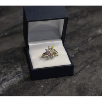 925 Sterling Silver Multicolor CZ Ring Size 9