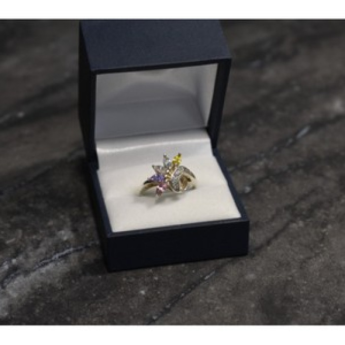 925 Sterling Silver Multicolor CZ Ring Size 9