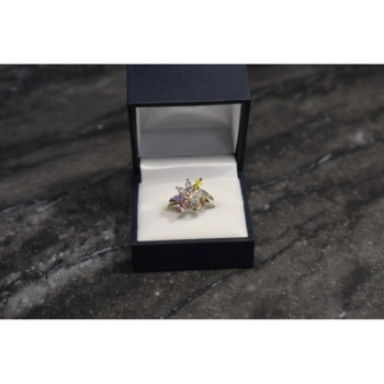 925 Sterling Silver Multicolor CZ Ring Size 9
