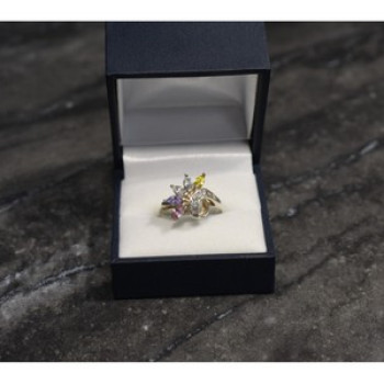 925 Sterling Silver Multicolor CZ Ring Size 9