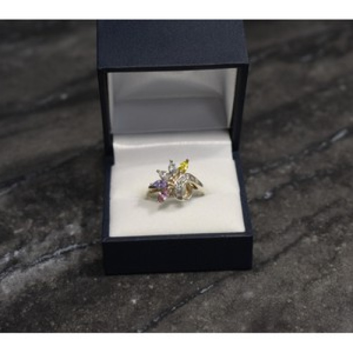 925 Sterling Silver Multicolor CZ Ring Size 9