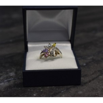 925 Sterling Silver Multicolor CZ Ring Size 9