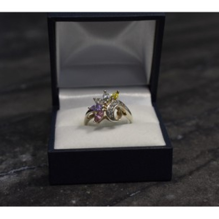 925 Sterling Silver Multicolor CZ Ring Size 9