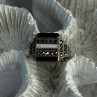 925 Sterling Silver Jade Abalone Marcasite Ring Size 6