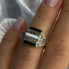 925 Sterling Silver Jade Abalone Marcasite Ring Size 6